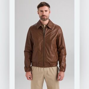 Remy classic brown leather jacket retro vintage coat size 42